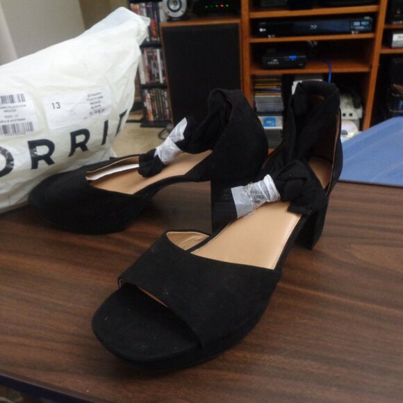 Torrid All Over Raffia Platform Heel Black Sz 13 WW - Picture 1 of 8
